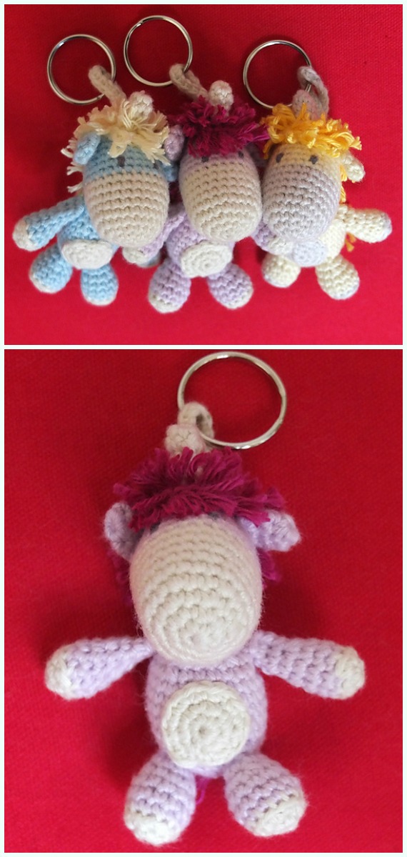 Crochet Isa Unicorn Keychain Amigurumi Free Pattern- #Amigurumi Crochet #Unicorn; Toy Softies Patterns