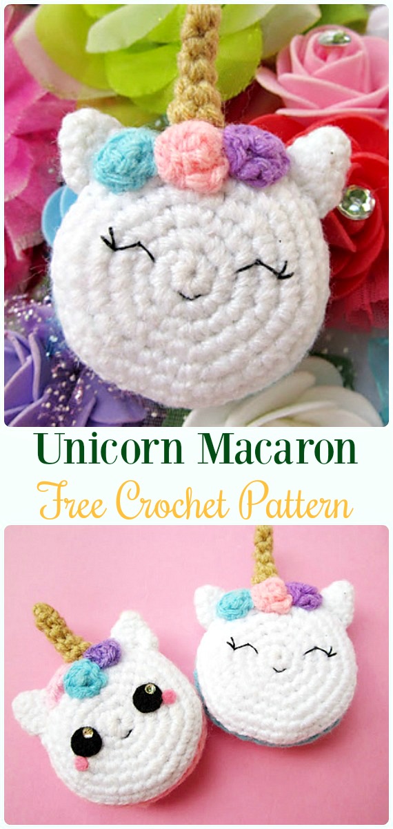 Crochet Unicorn Macaron Amigurumi Free Pattern- #Amigurumi Crochet #Unicorn; Toy Softies Patterns