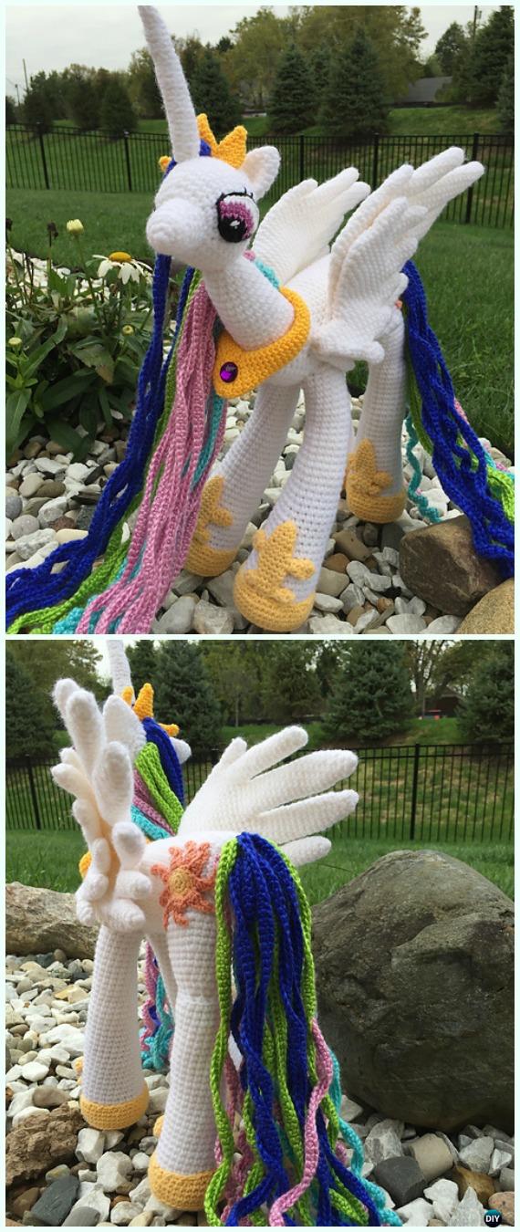 Crochet Princess Celestia Unicorn Amigurumi Free Pattern- #Amigurumi Crochet #Unicorn; Toy Softies Patterns