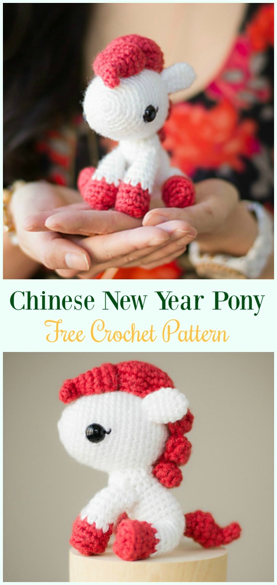Crochet Chinese New Year Pony Amigurumi Free Pattern- #Amigurumi Crochet #Unicorn; Toy Softies Patterns