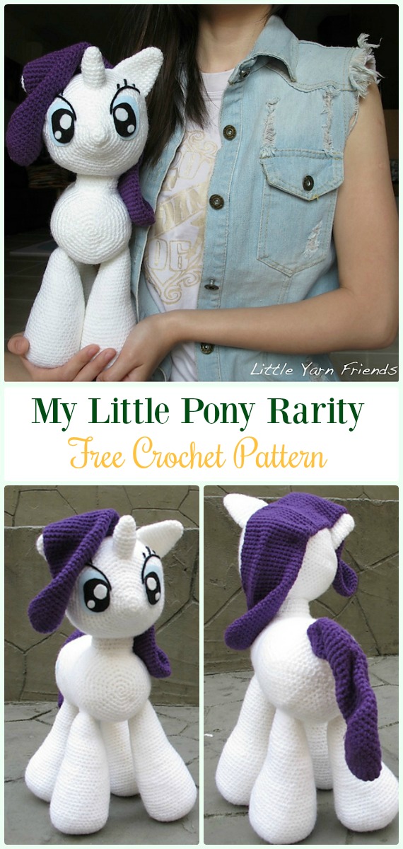 Crochet My Little Pony Rarity Amigurumi Free Pattern- #Amigurumi Crochet #Unicorn; Toy Softies Patterns
