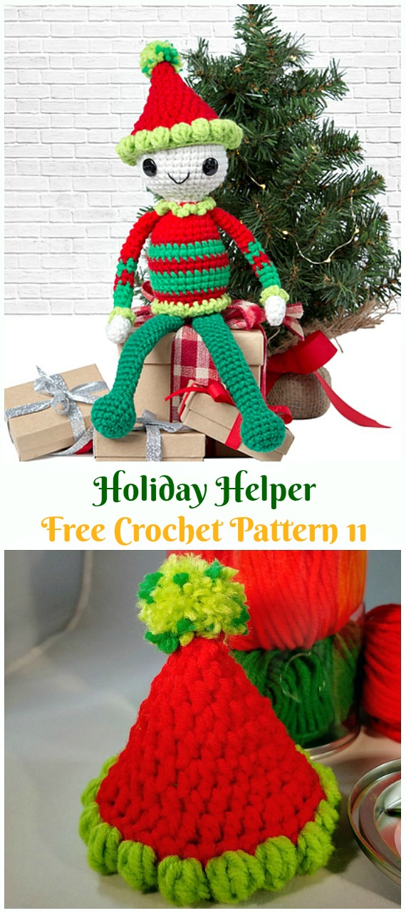 Crochet Holiday Helper Amigurumi Free Pattern - #Amigurumi; #Elf ; Toy Softies Crochet Free Patterns