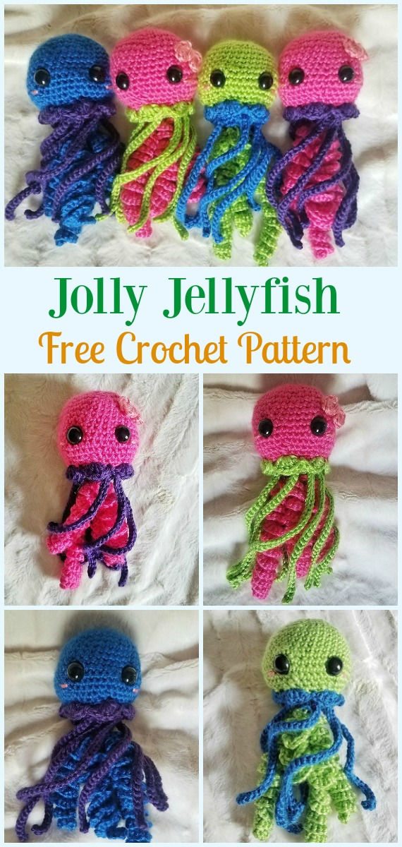 Jolly Jellyfish Amigurumi Crochet Free Pattern - #Amigurumi, #Jellyfish, Toy Softies Free Crochet Patterns