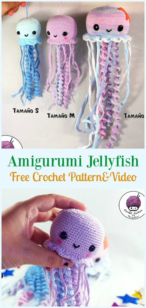 Amigurumi Jellyfish Crochet Free Pattern&Video - #Amigurumi, #Jellyfish, Toy Softies Free Crochet Patterns