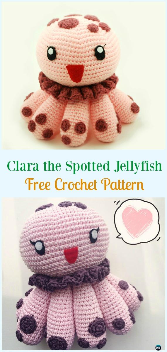 Clara the Spotted Jellyfish Amigurumi Crochet Free Pattern - #Amigurumi, #Jellyfish, Toy Softies Free Crochet Patterns