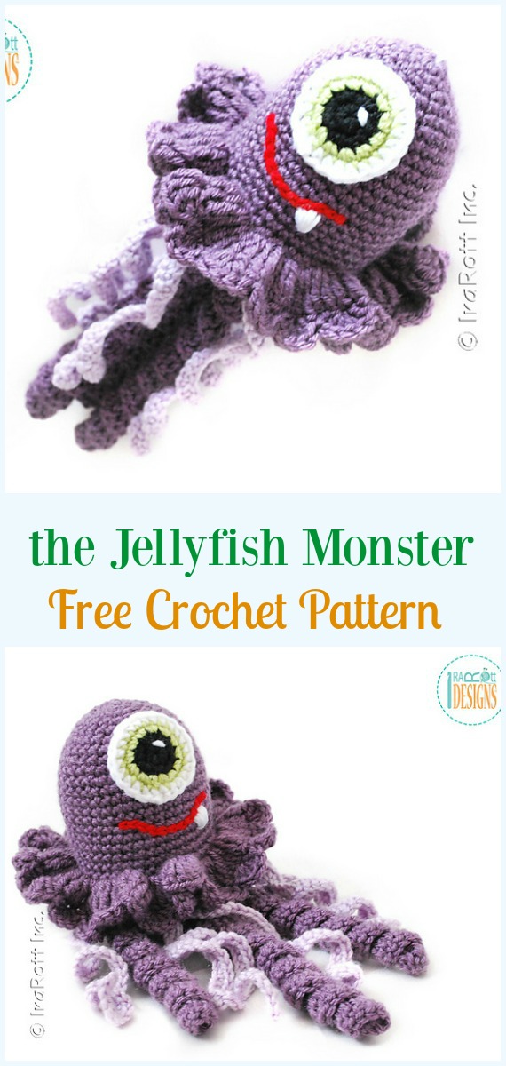 Peanut Butter the Jellyfish Monster Amigurumi Crochet Free Pattern - #Amigurumi, #Jellyfish, Toy Softies Free Crochet Patterns