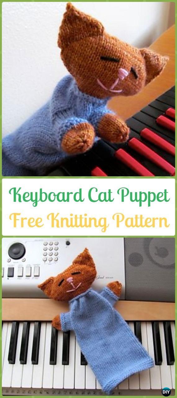 Amigurumi Keyboard Cat Puppet Softies Toy Free Knitting Pattern - Knit Cat Toy Softies Patterns