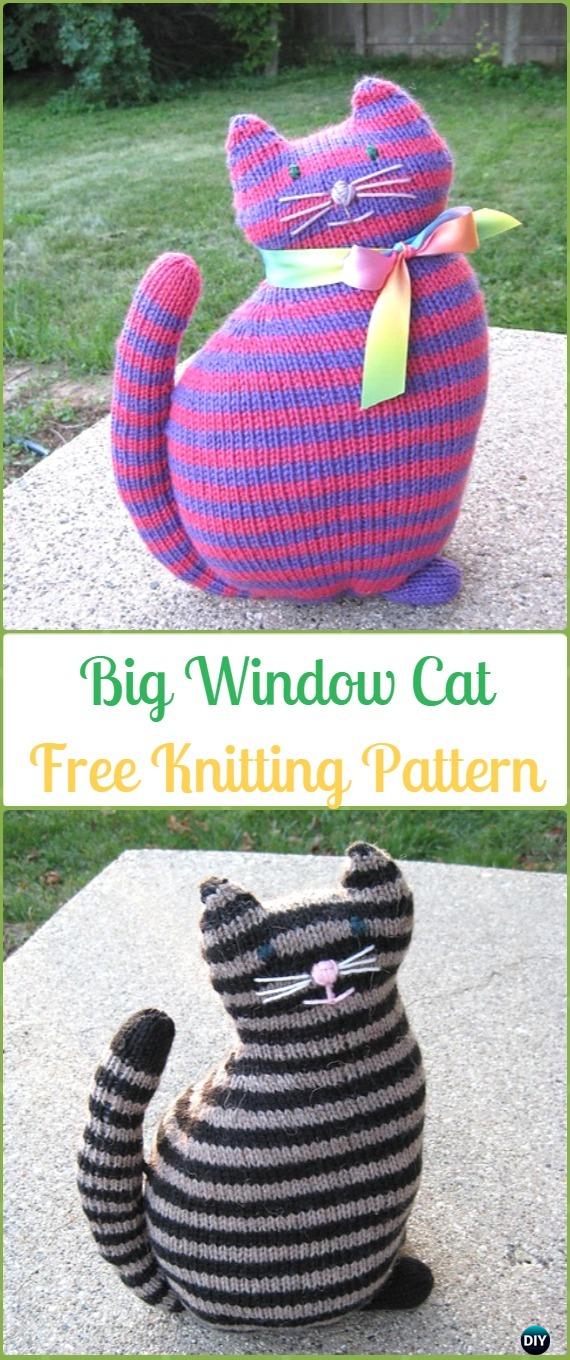 Amigurumi Big Window Cat Softies Toy Free Knitting Pattern - Knit Cat Toy Softies Patterns