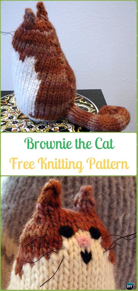 Amigurumi Brownie the Cat Softies Toy Free Knitting Pattern - Knit Cat Toy Softies Patterns