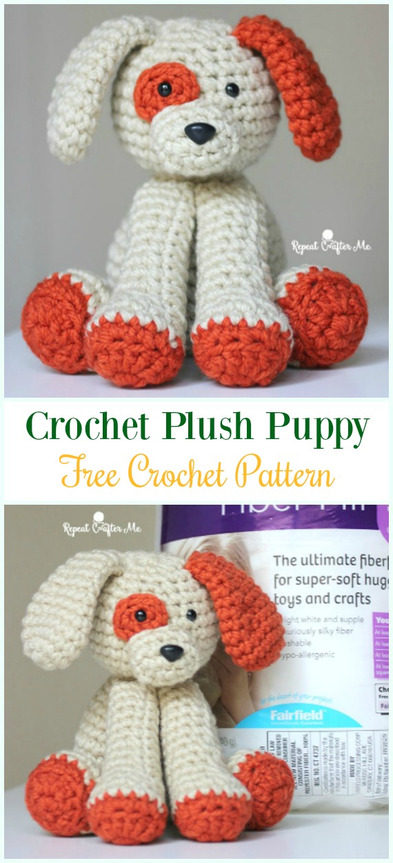 Crochet Plush Puppy Amigurumi Free Pattern - #Amigurumi Puppy #Dog Stuffed Toy Crochet Patterns