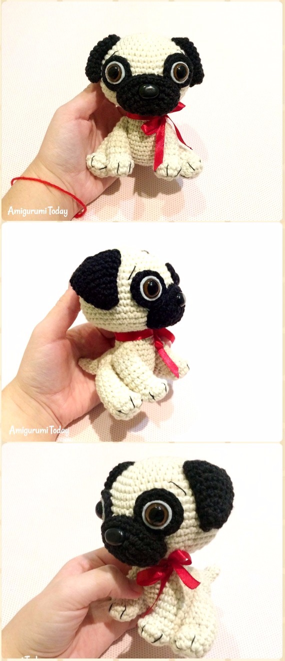 Crochet Amigurumi Baby Pug Dog Free Pattern - Amigurumi Puppy Dog Stuffed Toy Patterns