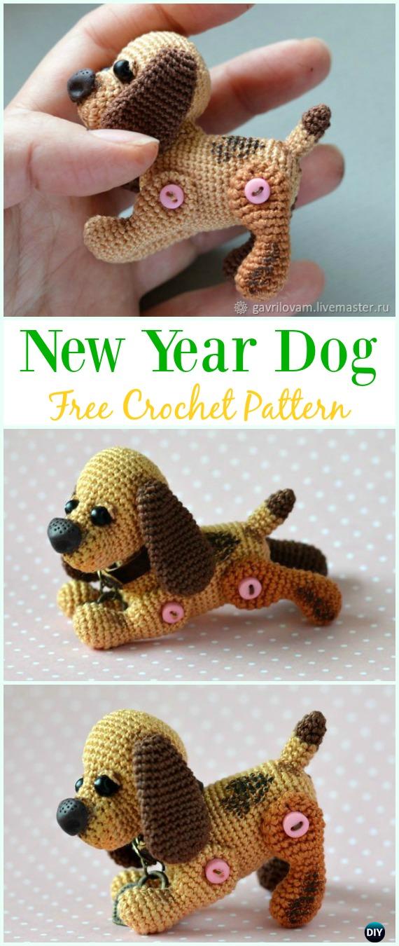 Crochet Little New Year Dog Amigurumi Free Pattern - #Amigurumi Puppy #Dog Stuffed Toy Crochet Patterns