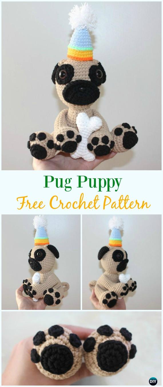 Crochet Pug Puppy Amigurumi Free Pattern - #Amigurumi Puppy #Dog Stuffed Toy Crochet Patterns