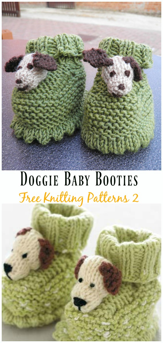 Doggie Baby Booties Knitting Free Pattern - Ankle High Baby #Booties Free #Knitting Patterns