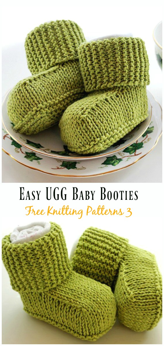 UGG Baby Booties Knitting Free Pattern - Ankle High Baby #Booties Free #Knitting Patterns