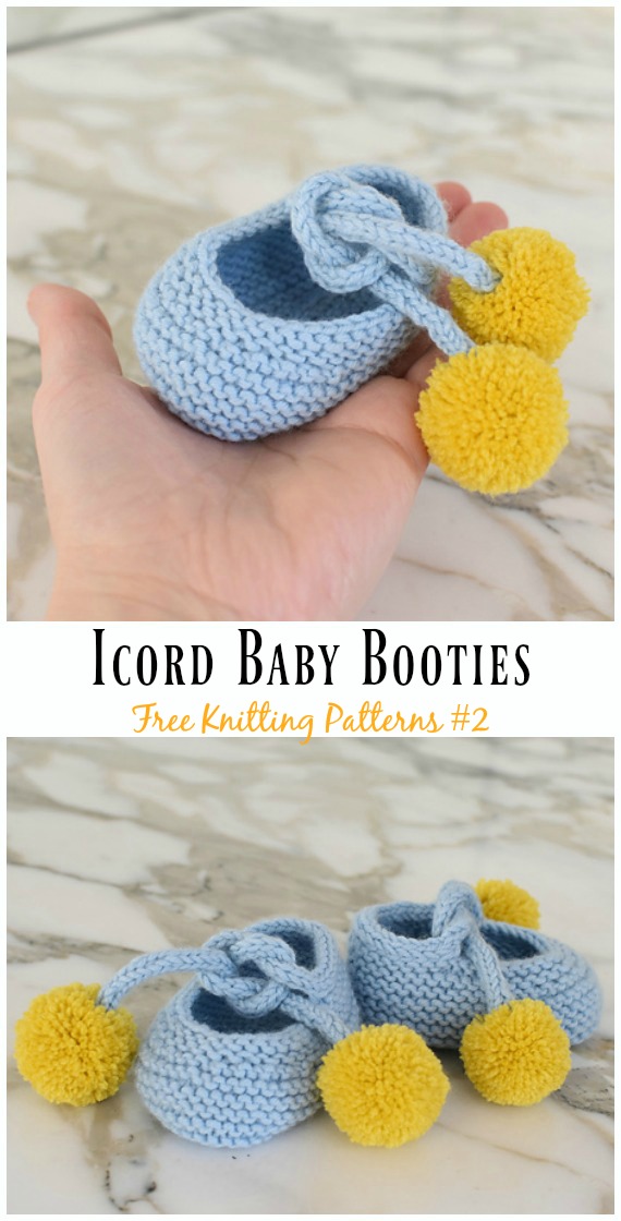 Icord Baby Booties Knitting Free Pattern - Baby Slipper; #Booties; Free #Knitting; Patterns