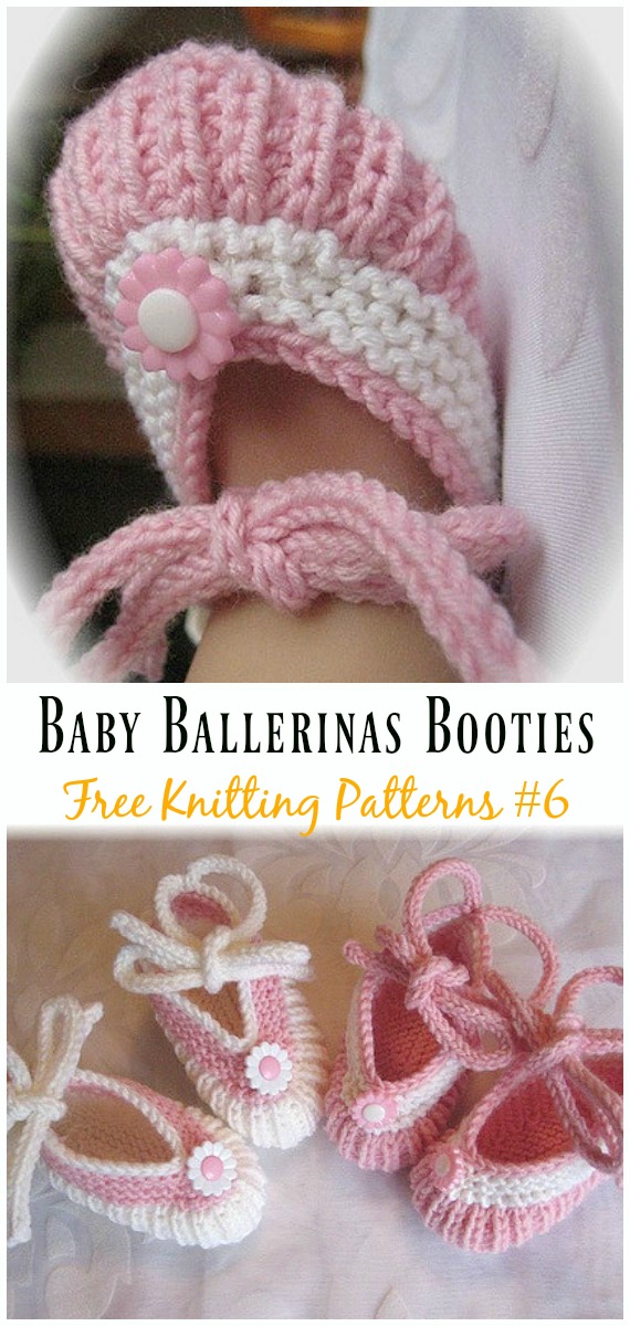 Baby Ballerinas Booties Knitting Free Pattern - Baby Slipper; #Booties; Free #Knitting; Patterns