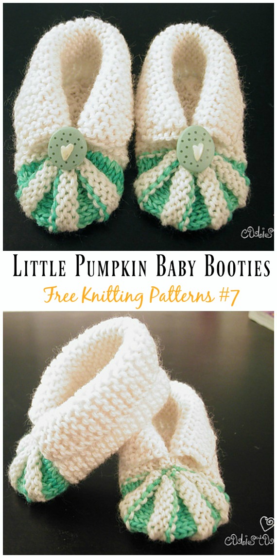 Little Pumpkin Baby Booties Knitting Free Pattern - Baby Slipper; #Booties; Free #Knitting; Patterns