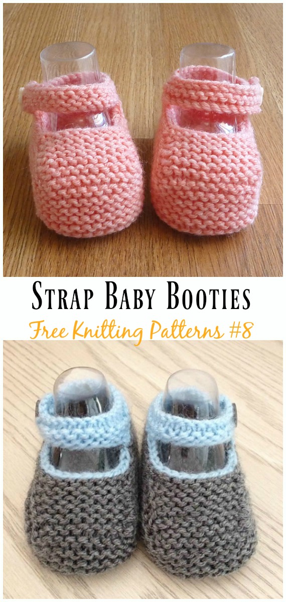 Strap Baby Booties Knitting Free Pattern - Baby Slipper; #Booties; Free #Knitting; Patterns