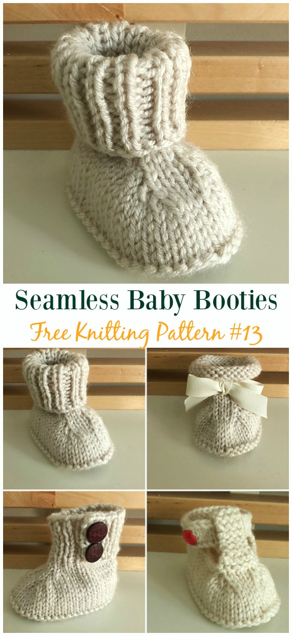 Knit Seamless Baby Booties Free Pattern - Baby Slippers Booties Free #Knitting Patterns