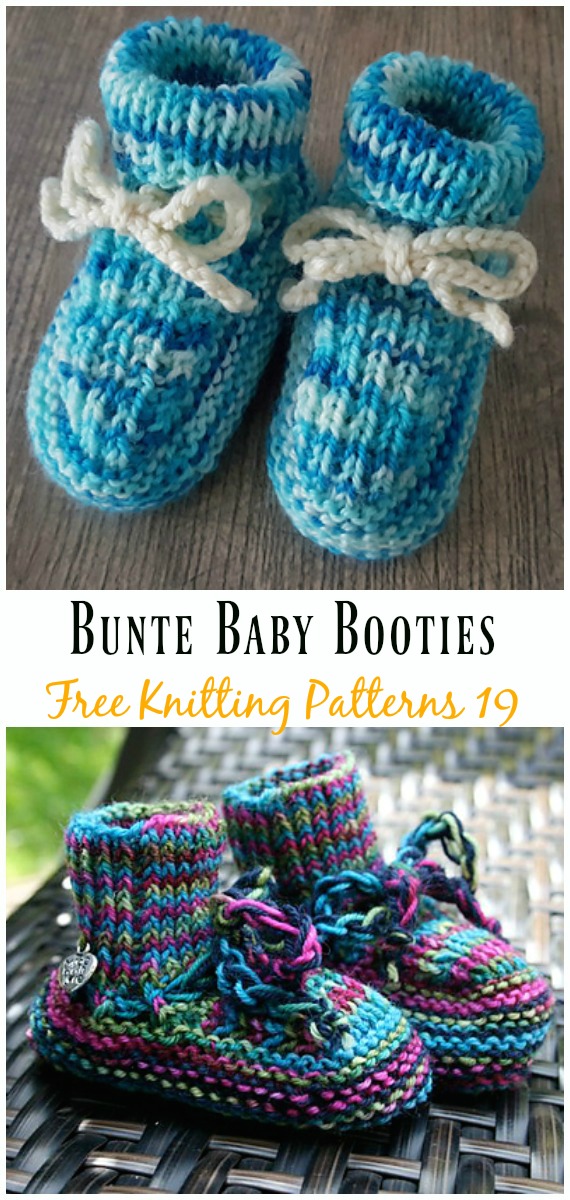 Bunte Baby Booties Knitting Free Pattern - Ankle High Baby #Booties Free #Knitting Patterns