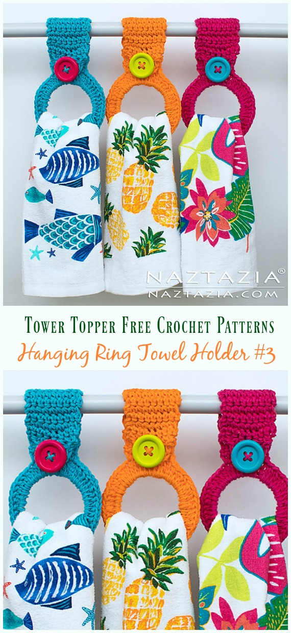 Hanging Ring Towel Holder Crochet Free Pattern - #Towel; Topper Free #Crochet; Patterns