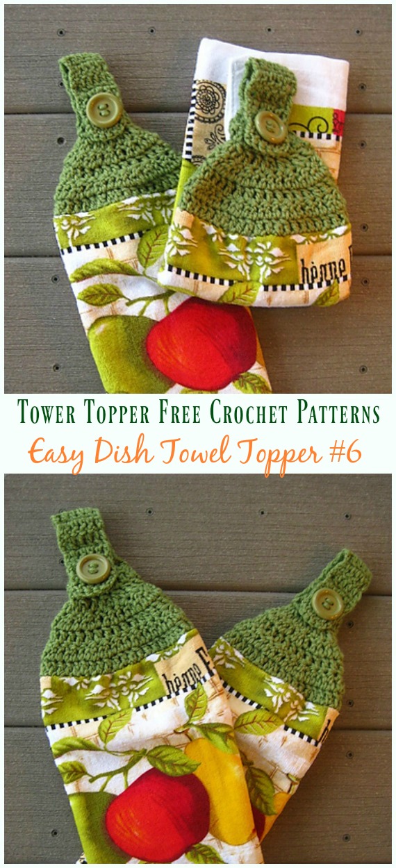 Easy Crochet Dish Towel Topper Crochet Free Pattern - #Towel; Topper Free #Crochet; Patterns