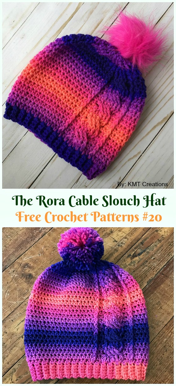 The Rora Cable Slouch Hat Crochet Free Pattern - Adult #Cable; #Hat; Free #Crochet; Patterns