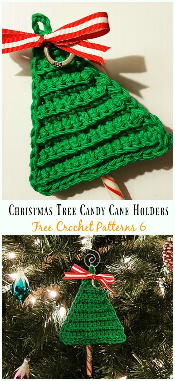 Last Minute Christmas Tree Candy Cane Holders Crochet Free Pattern - #Candy Cane; Cozy #Crochet; Free Patterns