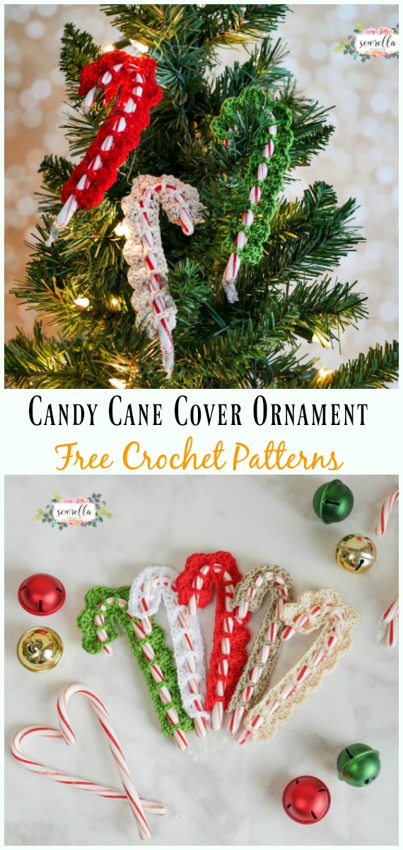 Candy Cane Cover Ornament Crochet Free Pattern - #Candy Cane; Cozy #Crochet; Free Patterns