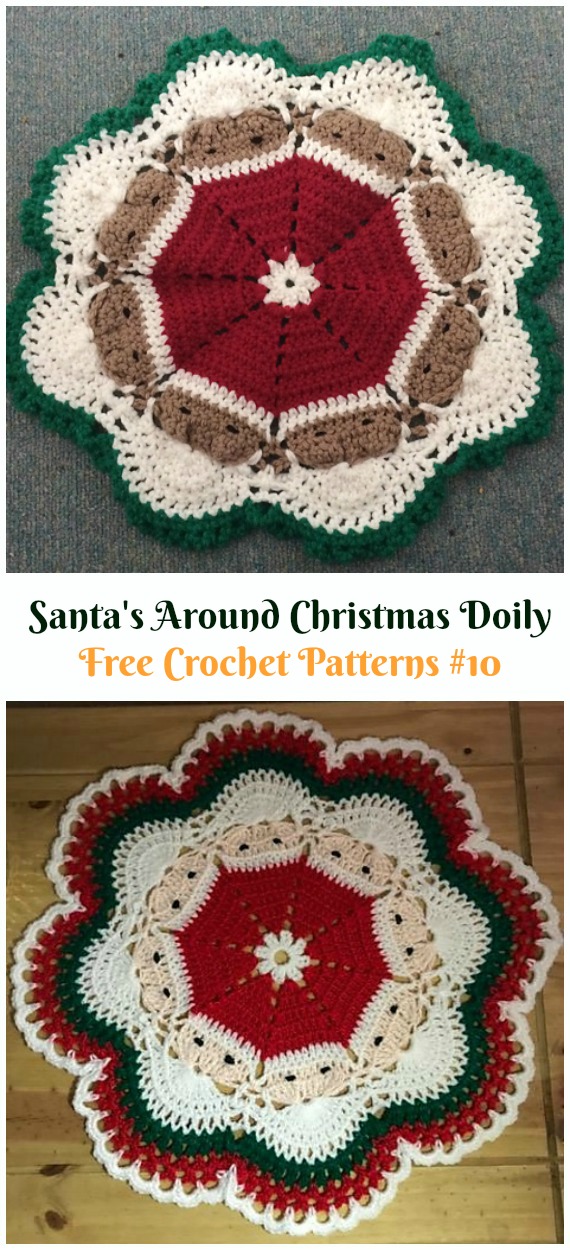Santa's Around Christmas Doily Free Crochet Pattern - #Christmas; #Doily; Crochet Free Patterns
