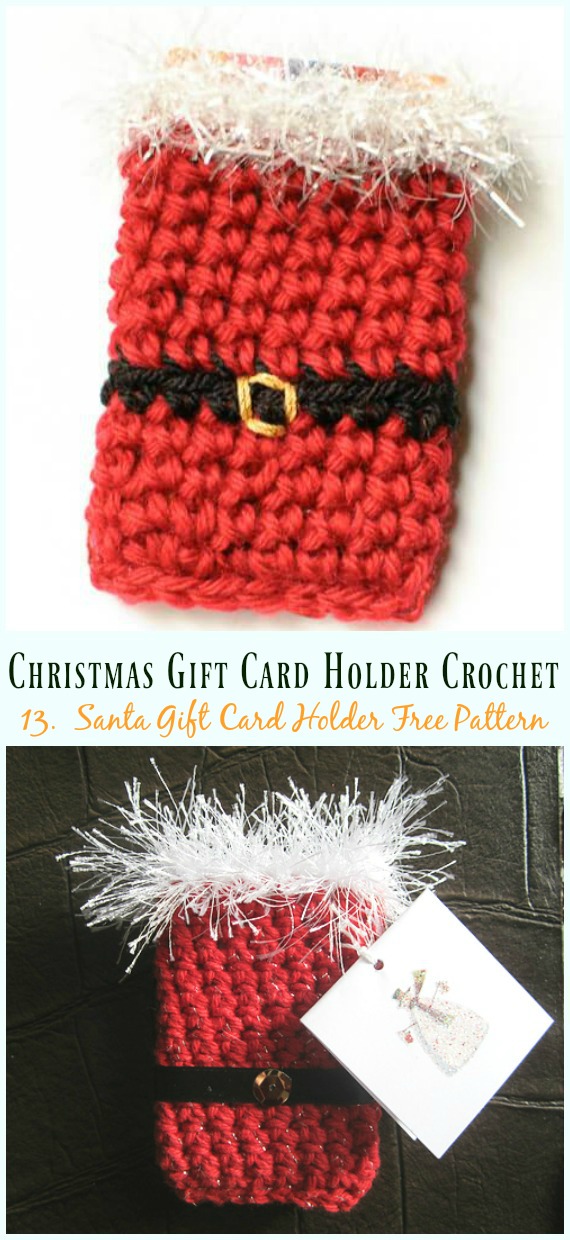 Santa Gift Card Holder Free Crochet Pattern - #Christmas; Gift; #CardHolder; #Crochet; Free Patterns