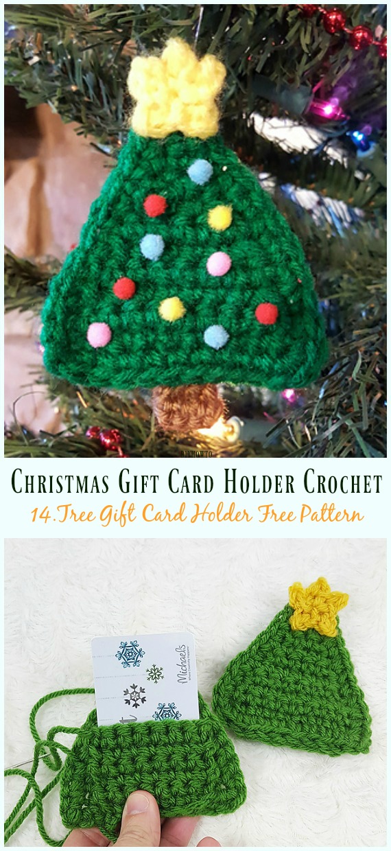 Tree Gift Card Holder Free Crochet Pattern - #Christmas; Gift; #CardHolder; #Crochet; Free Patterns
