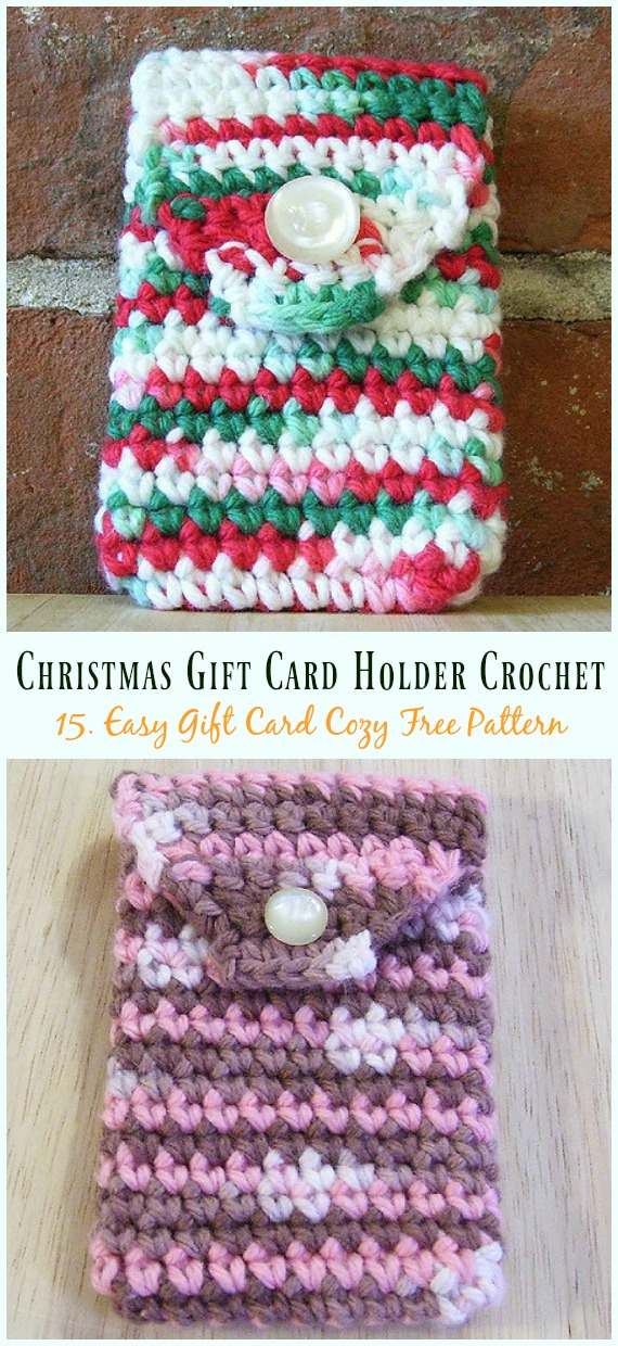 Easy Gift Card Cozy Free Crochet Pattern - #Christmas; Gift; #CardHolder; #Crochet; Free Patterns