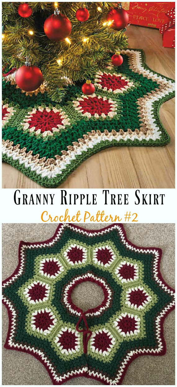 Granny Ripple Tree Skirt Crochet Pattern - #ChristmasTree; #Skirt; #Crochet; Patterns