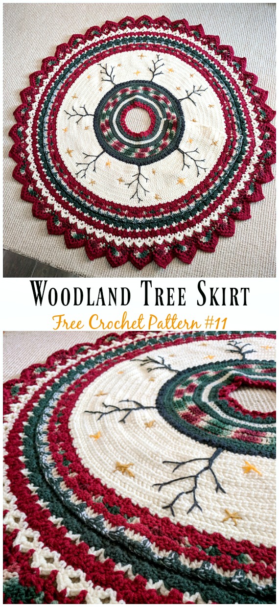 Woodland Tree Skirt Free Crochet Pattern - #ChristmasTree; #Skirt; #Crochet; Free Patterns