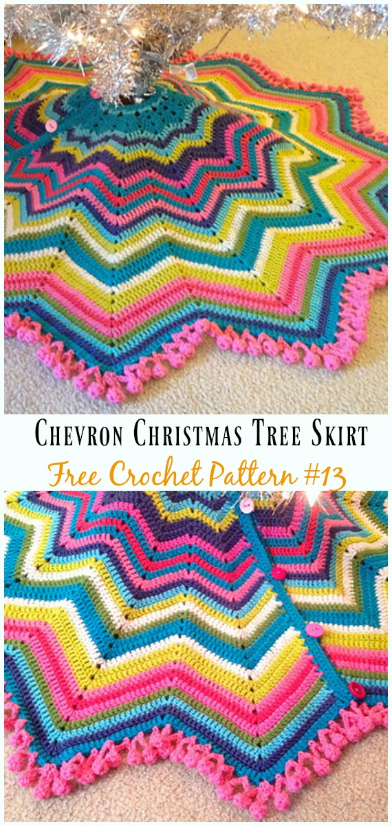 Chevron Christmas Tree Skirt Free Crochet Pattern - #ChristmasTree; #Skirt; #Crochet; Free Patterns