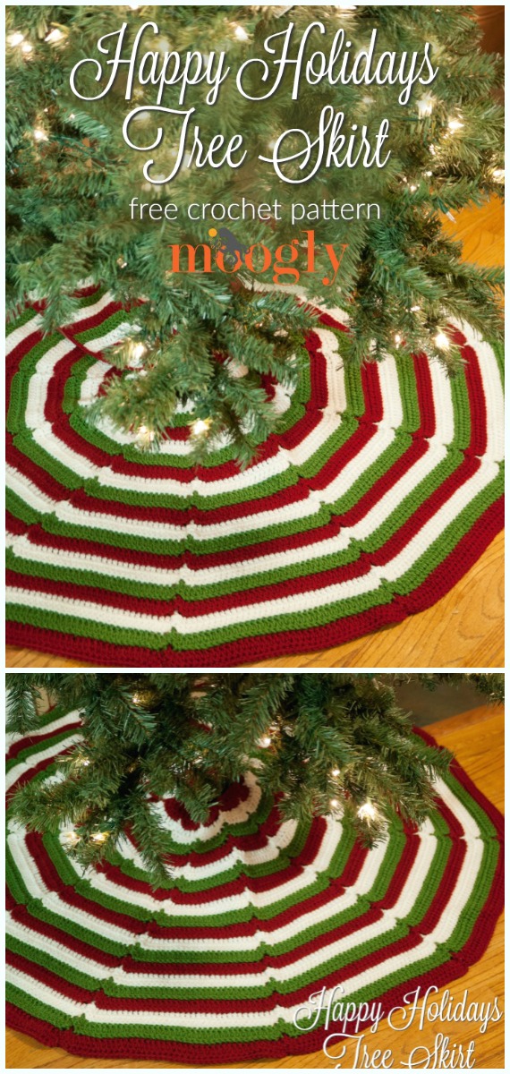 Happy Holidays Tree Skirt Free Crochet Pattern - #ChristmasTree; #Skirt; #Crochet; Free Patterns