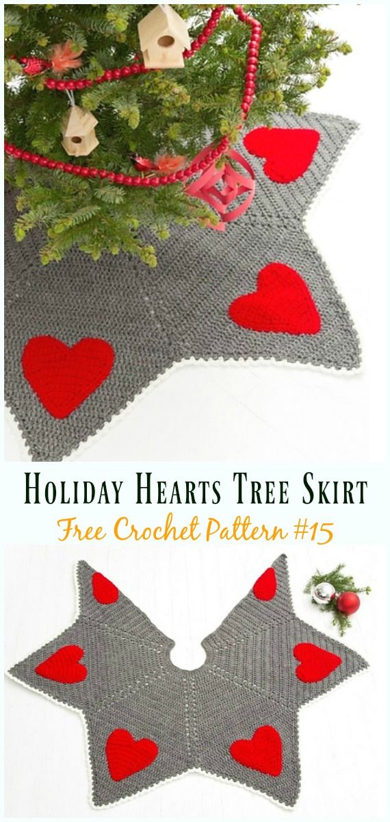 Holiday Hearts Tree Skirt Free Crochet Pattern - #ChristmasTree; #Skirt; #Crochet; Free Patterns