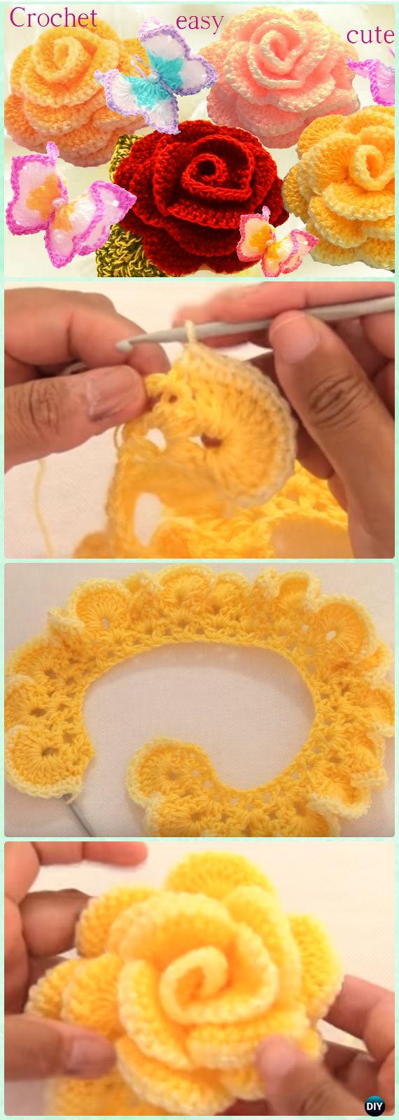 Crochet 3D Flower Motif Free Patterns Instructions