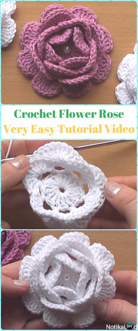 Crochet Flower Rose Flower Free Pattern Very Easy Tutorial