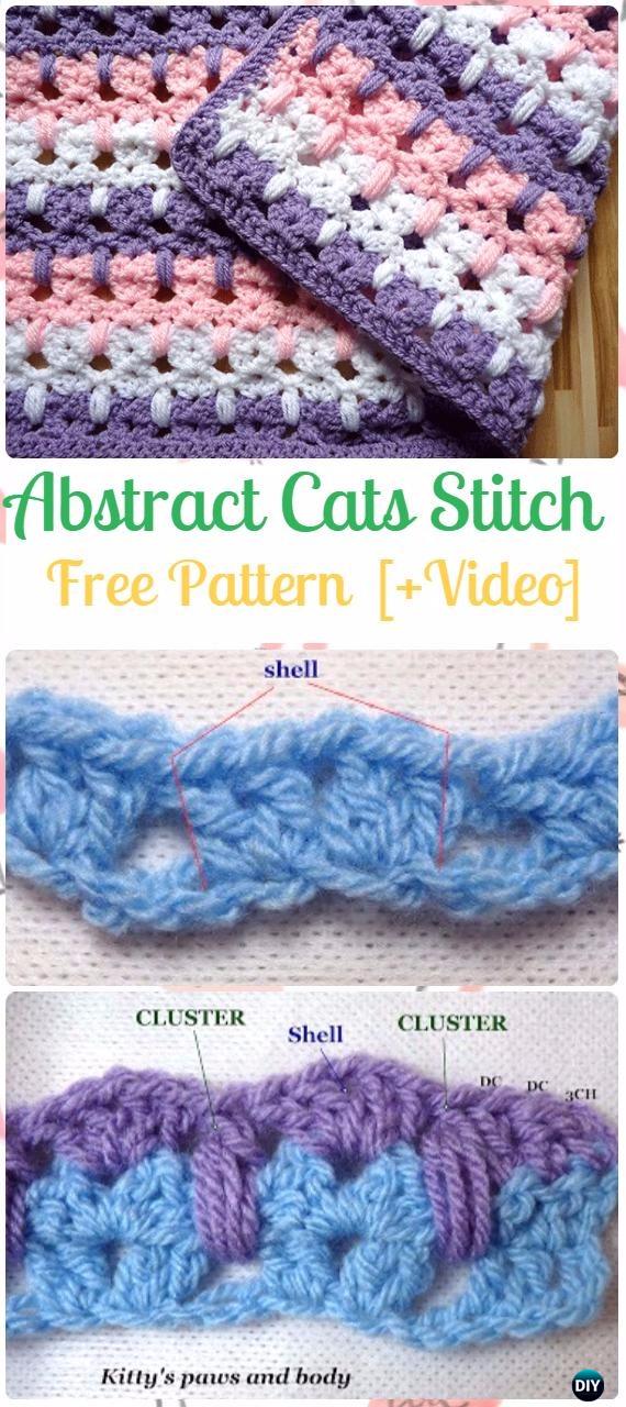 Crochet Kitties in A Row Afgan Free Pattern - Crochet Abstract Cats Stitch Free Pattern [Video Instruction]