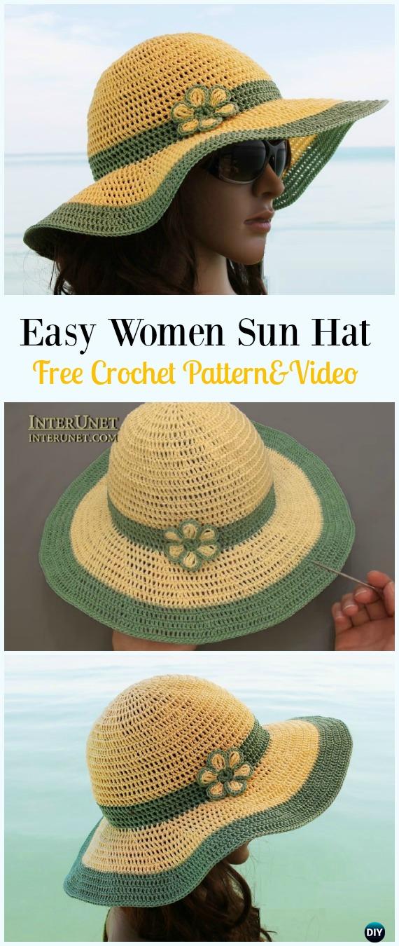 Crochet Wide Brim Summer Sun Hat Free Pattern & Video - Crochet Women Sun Hat Free Patterns 