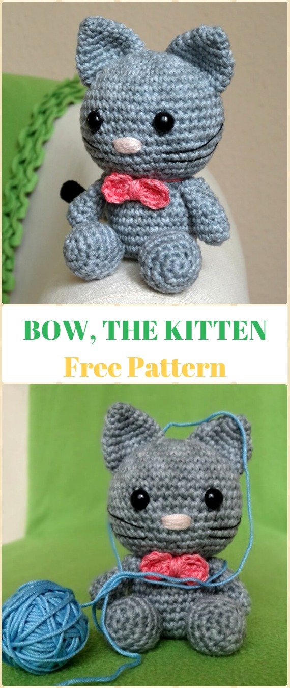 Crochet Amigurumi Bow The Kitten Cat Free Pattern - Crochet Amigurumi Cat Free Patterns 