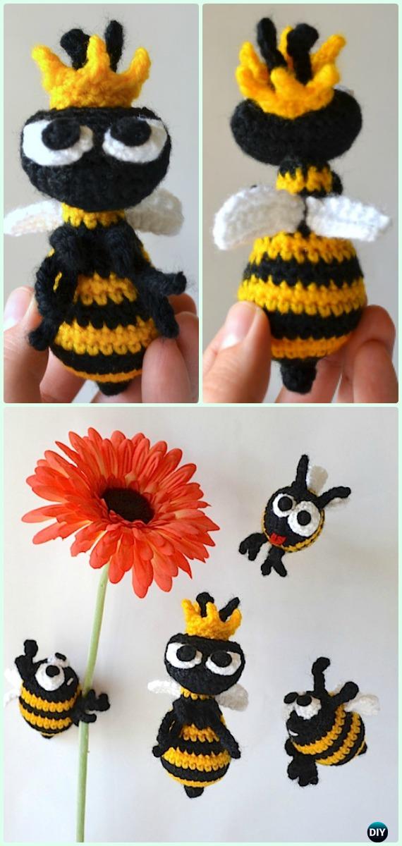 Crochet Amigurumi Queen Bee Free Pattern - Crochet Amigurumi Little World Animal Toys Free Patterns