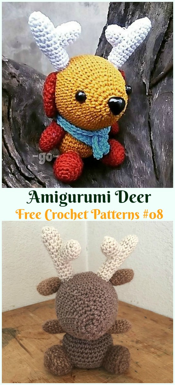 Little Amigurumi Deer Free Crochet Pattern - Crochet #Amigurumi; #Reindeer; Toy Softies Free Patterns