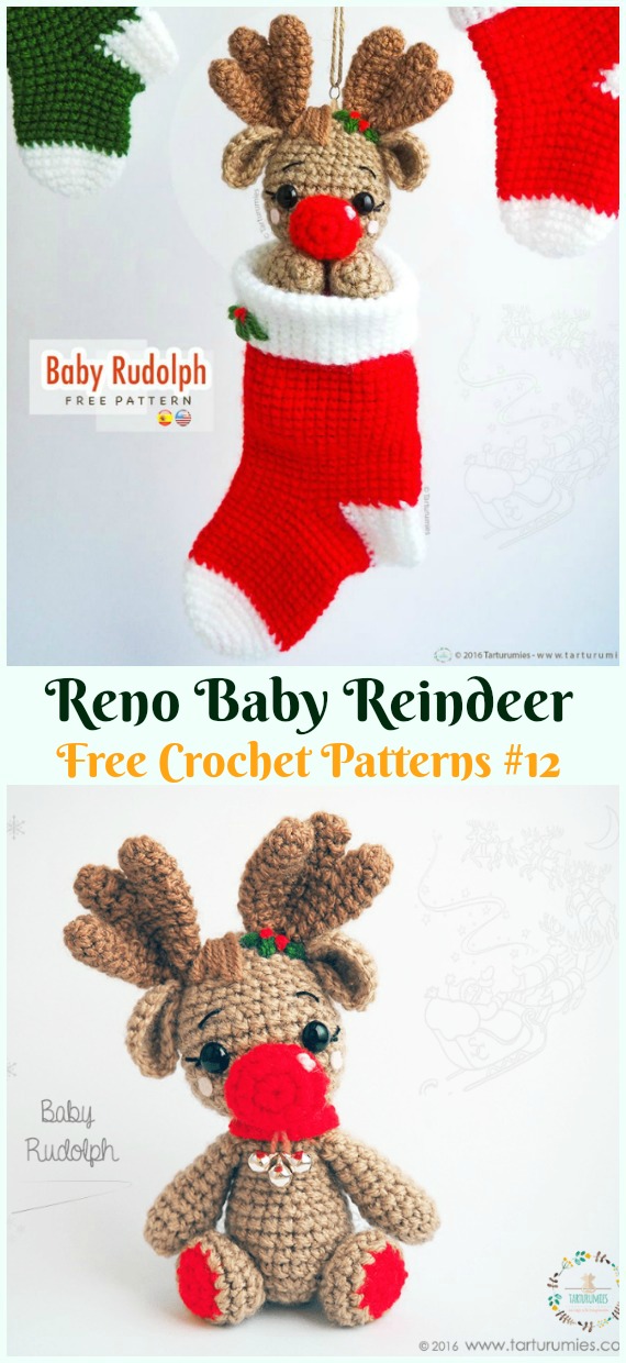 Amigurumi Reno Baby Reindeer Crochet Free Pattern - Crochet #Amigurumi; #Reindeer; Toy Softies Free Patterns