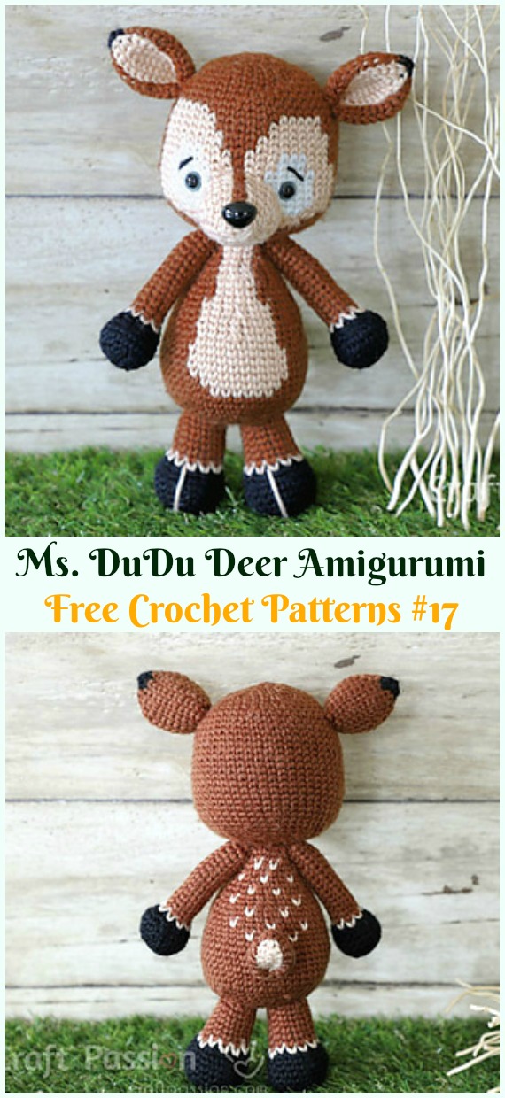 Amigurumi Ms. DuDu Deer Crochet Free Pattern - Crochet #Amigurumi; #Reindeer; Toy Softies Free Patterns