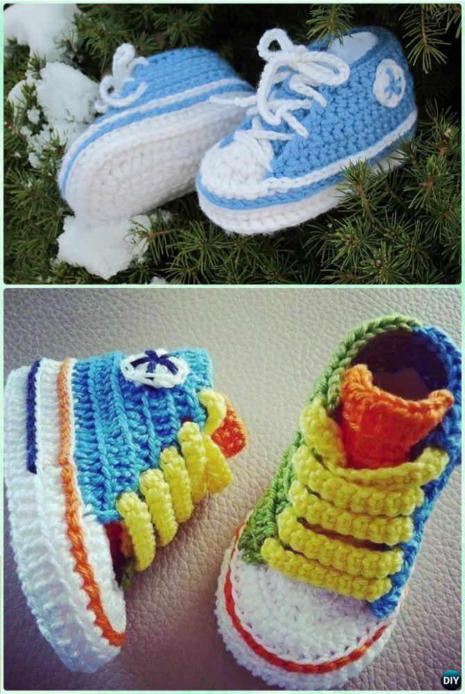 Crochet Baby Converse Booties Free Pattern-Crochet Ankle High Baby Booties Free Patterns 