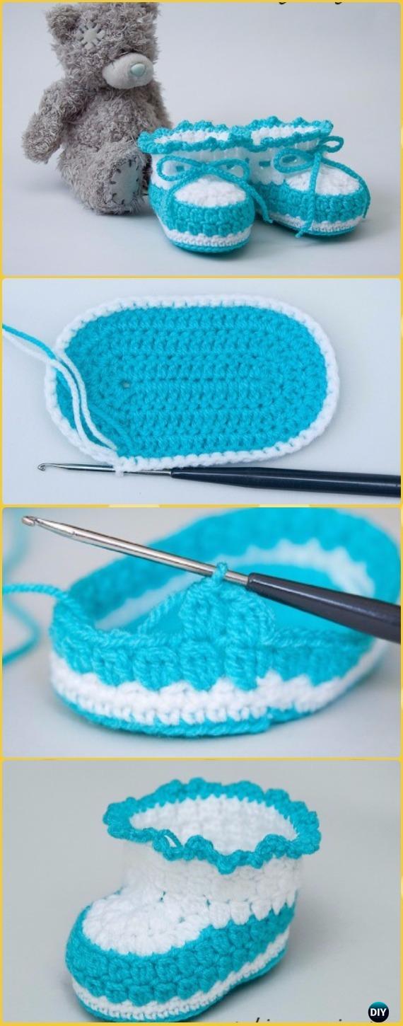 Crochet Cluster Stitch Baby Booties Free Pattern & Video - Crochet Ankle High Baby Booties Free Patterns 
